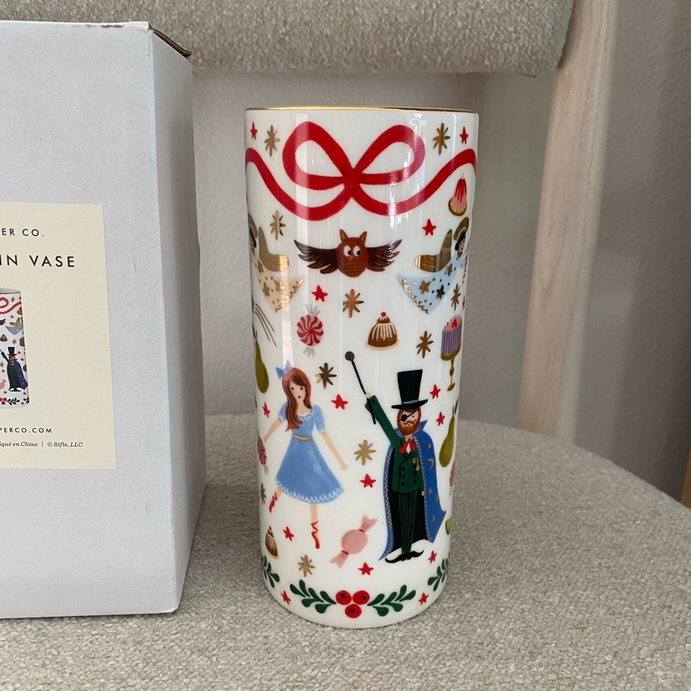 New Rifle Paper Co Christmas nutcracker porcelain vase